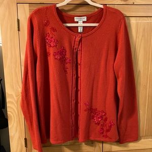 Beaded Christmas cardigan Covington sz 18/XL